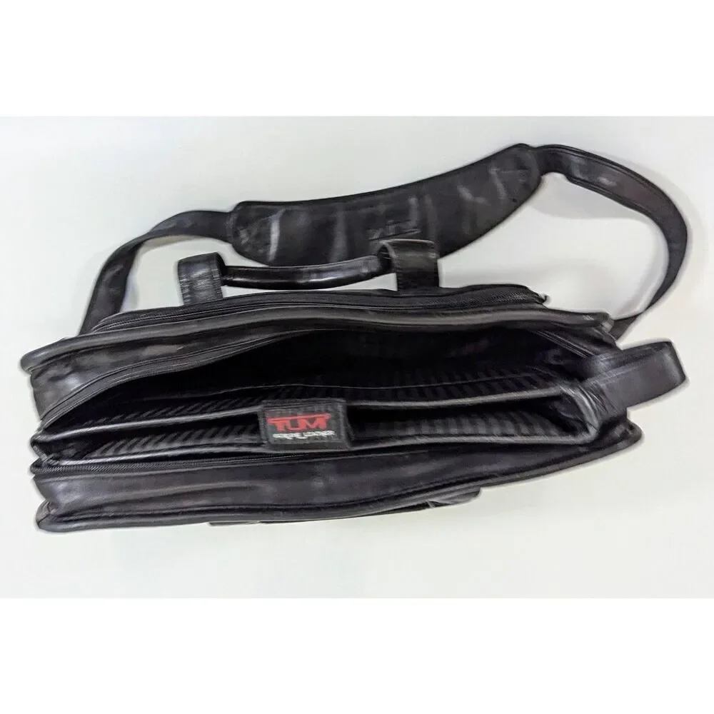 Tumi Nappa Leather 2Way Briefcase Business Bag‎ Black w/ Laptop Sleeve